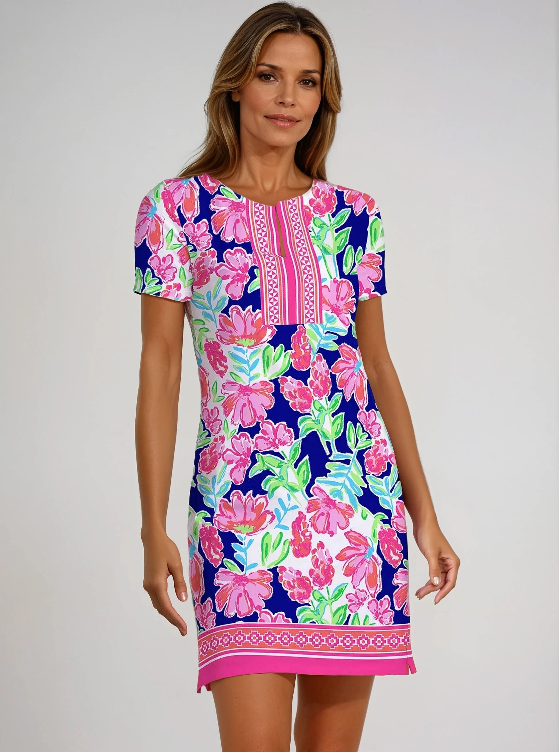 Half Sleeve Slim Print Dress main image 0