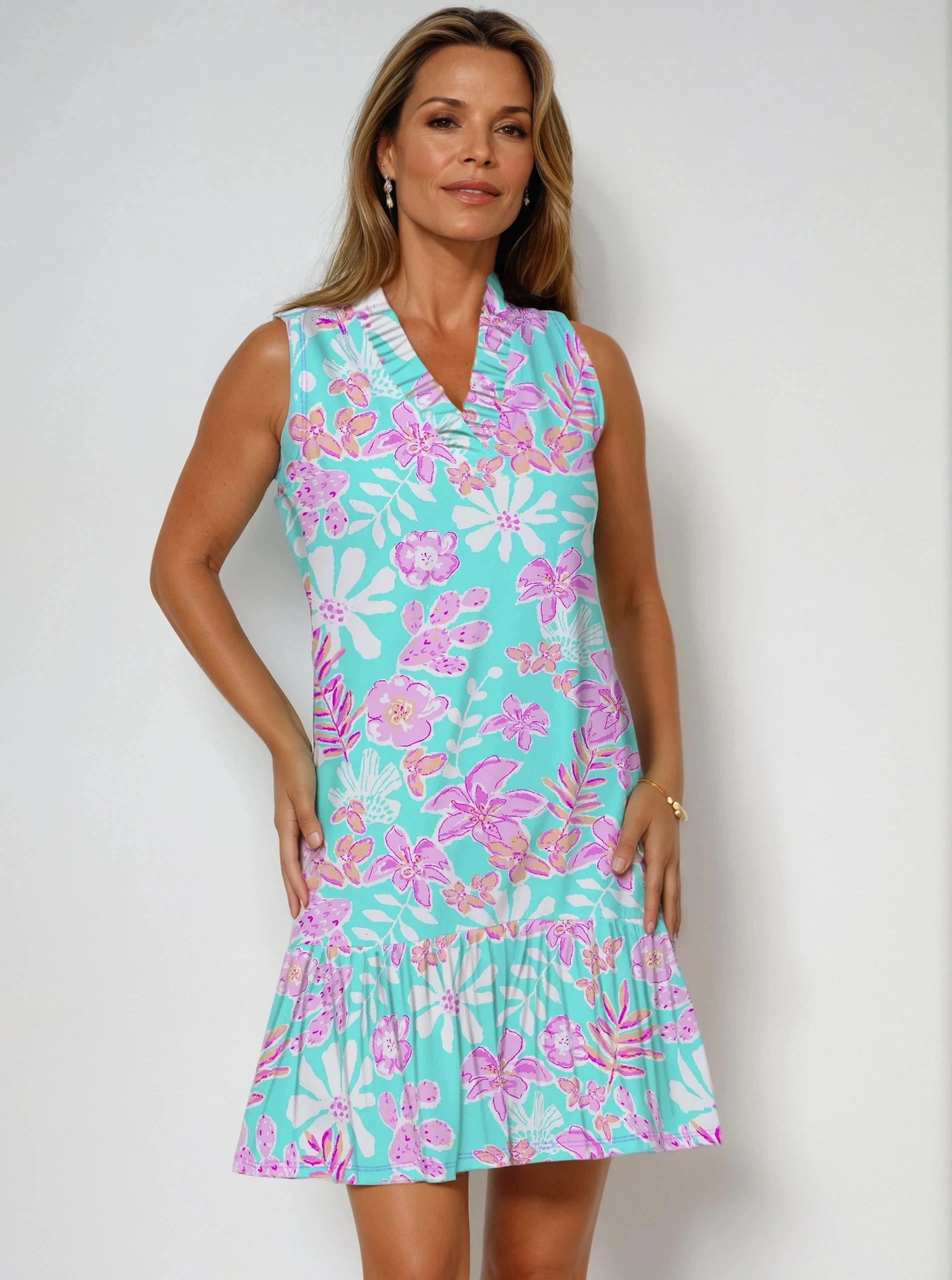 SIDE COWL JERSEY DRESS PASSPORT TO PARADISE main image 1