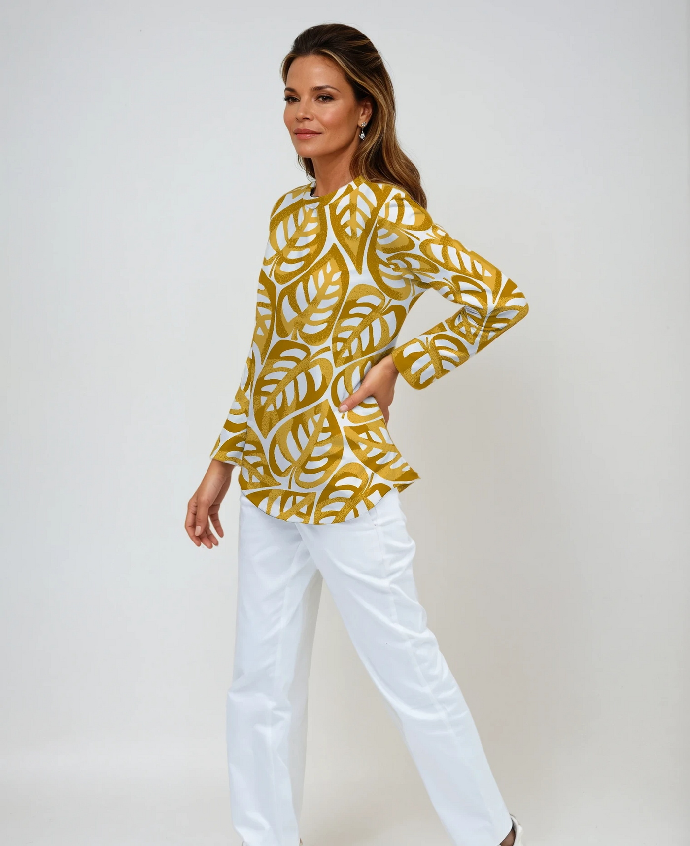 Hand Printed Cotton knit Crew Neck Sweatshirt