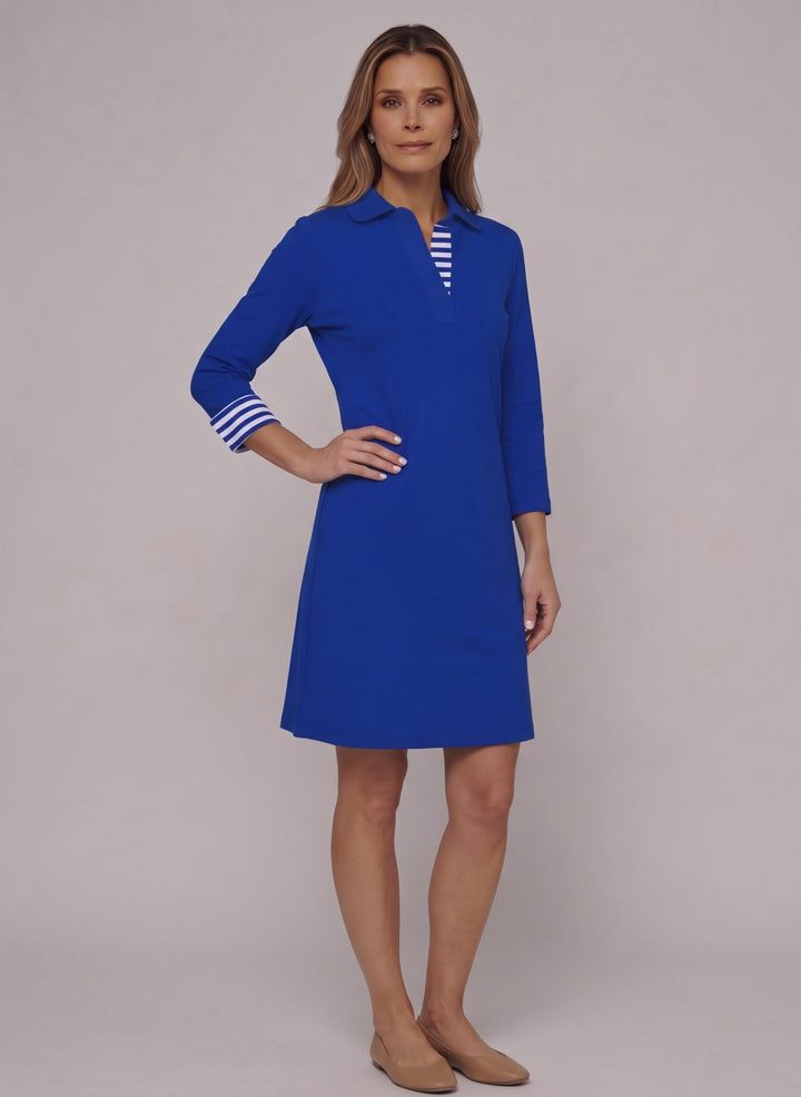 3/4 Sleeve Polo Neck Poly Dress (Regular Fit)