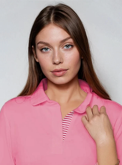 3/4 Sleeve Polo Neck Supplex Dress