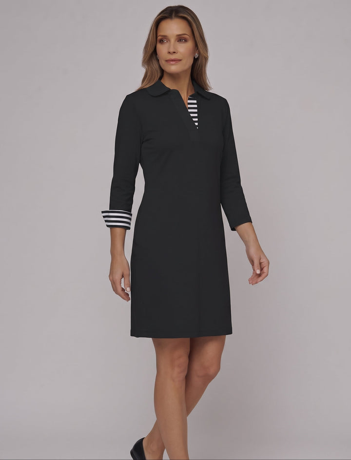 3/4 Sleeve Polo Neck Poly Dress (Regular Fit)