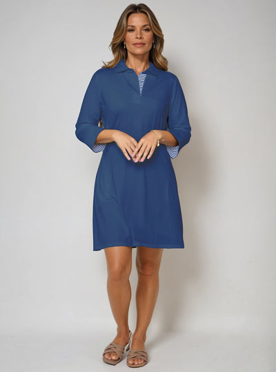 3/4 Sleeve Polo Neck Supplex Dress