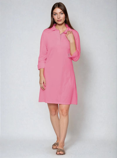3/4 Sleeve Polo Neck Supplex Dress