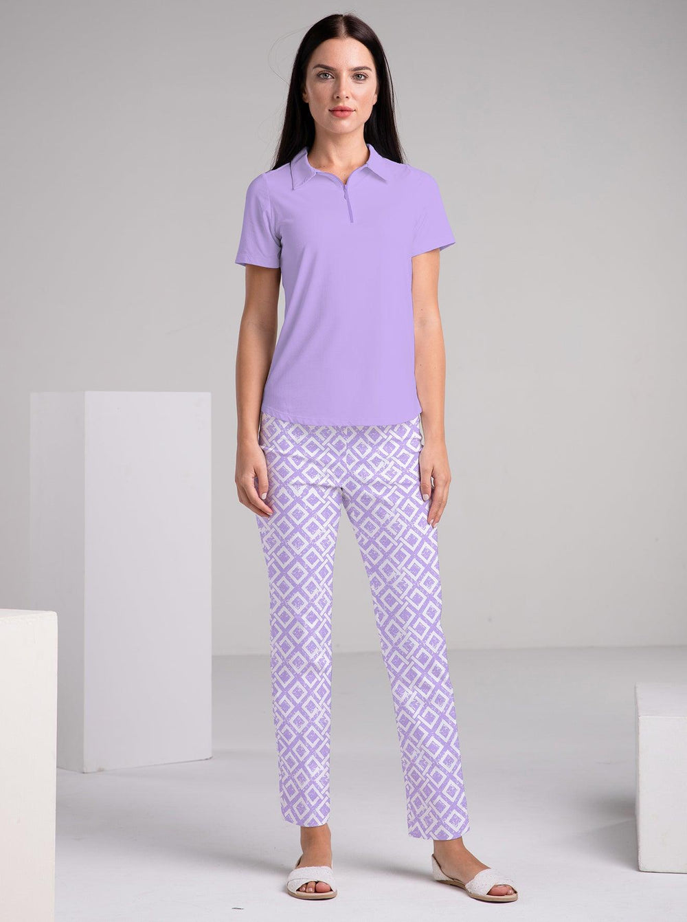 Solid Knit Half Sleeve Polo Top - Rezobay