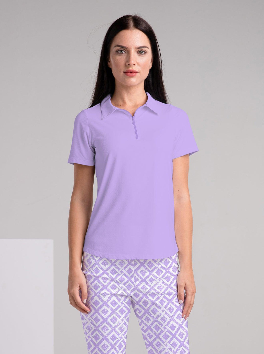 Solid Knit Half Sleeve Polo Top - Rezobay