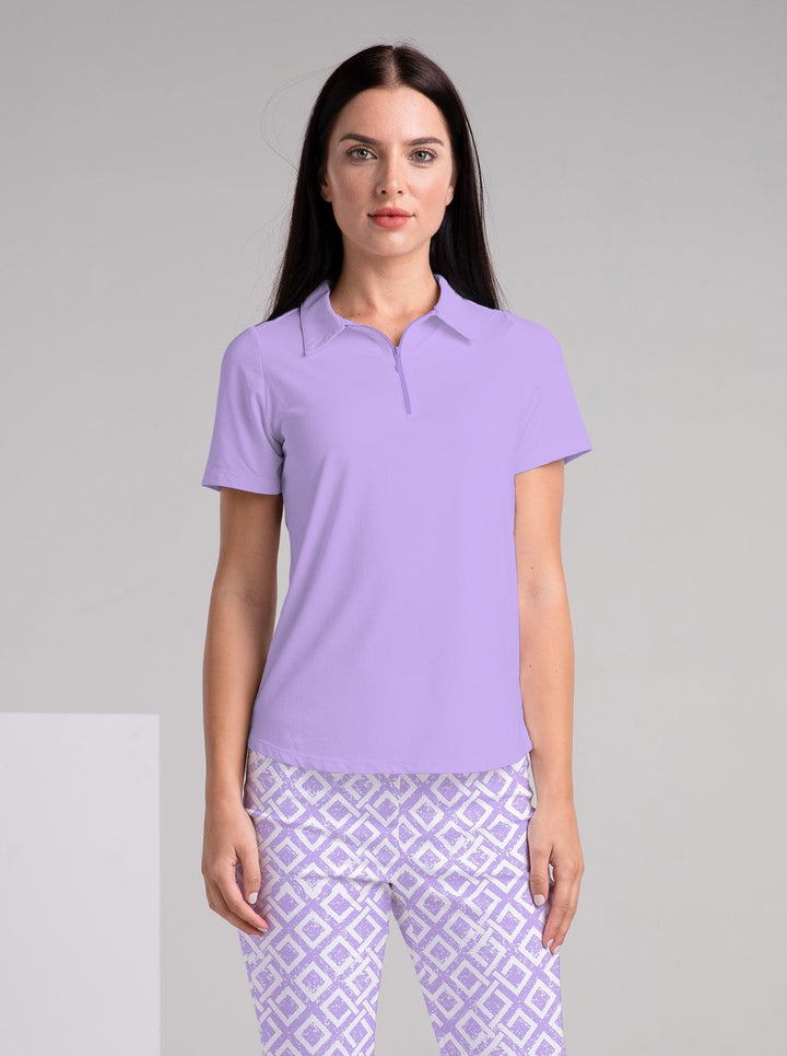 Solid Knit Half Sleeve Polo Top - Rezobay