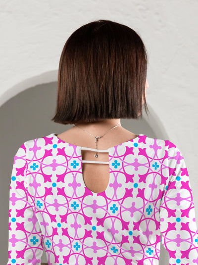 Close To Heart Print 3/4 Sleeve Scoop Neck Top