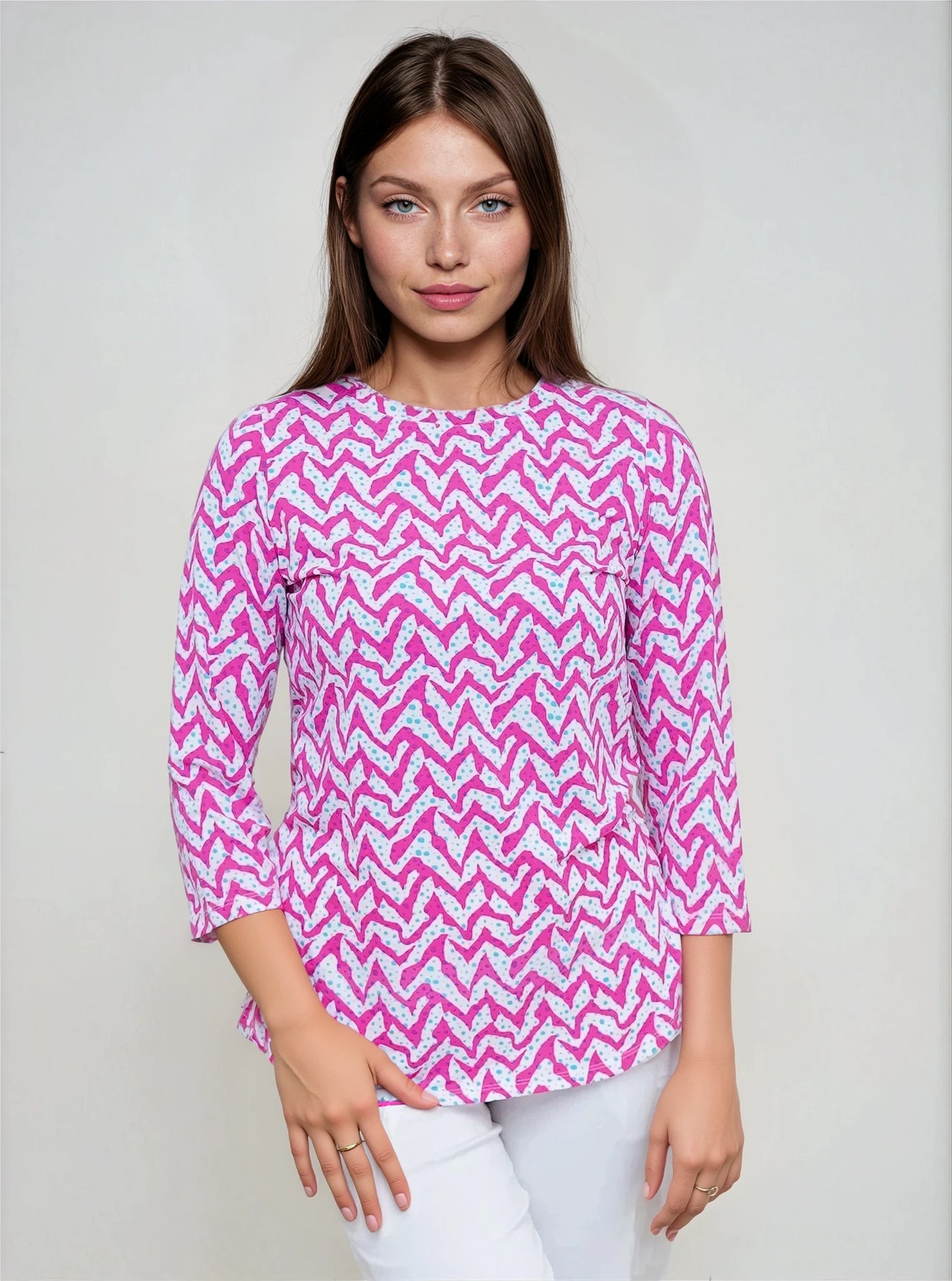 Gone Wild Printed Long Sleeve Crew Neck Poly Top