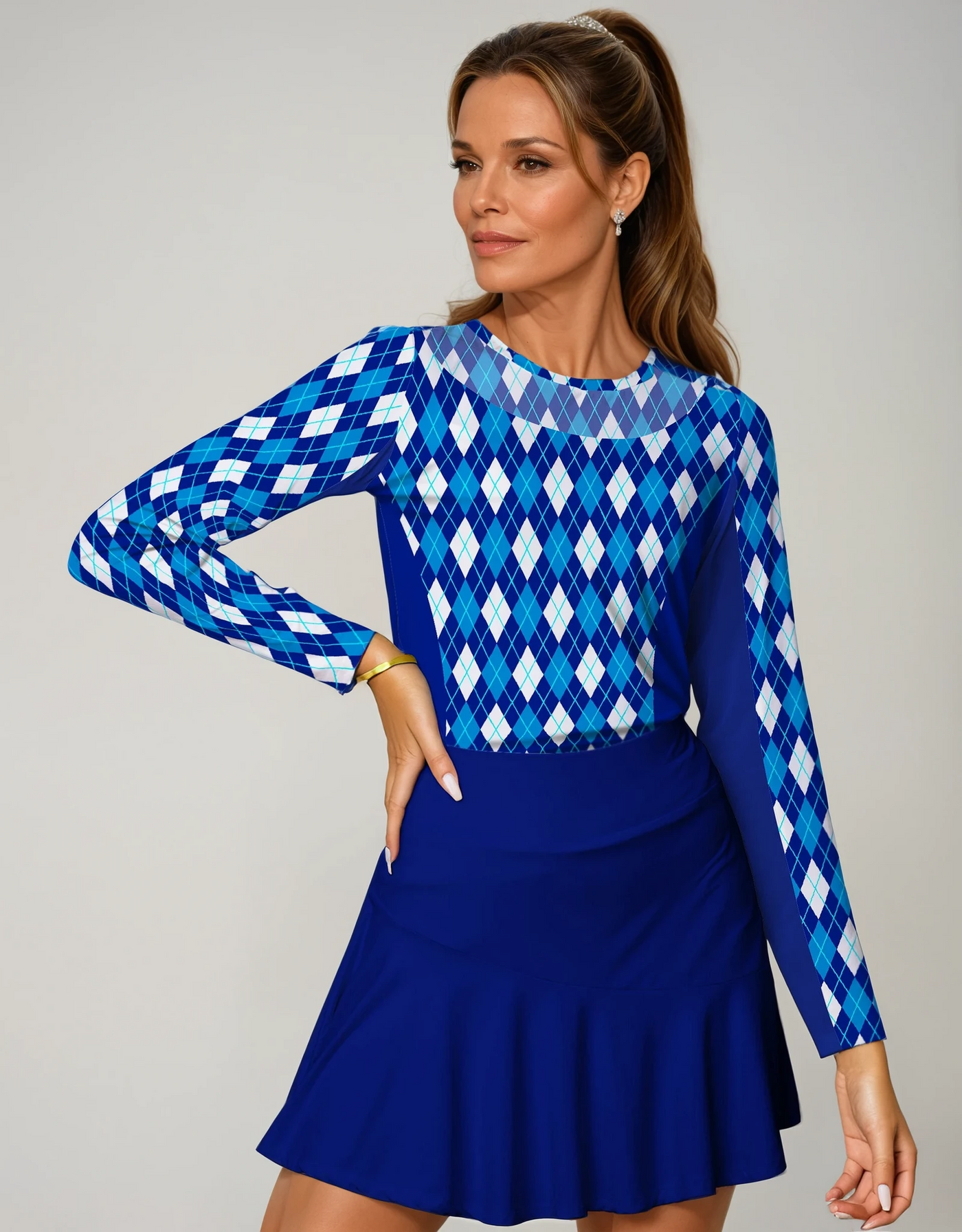 Nylon Full Sleeve Crew Neck Top