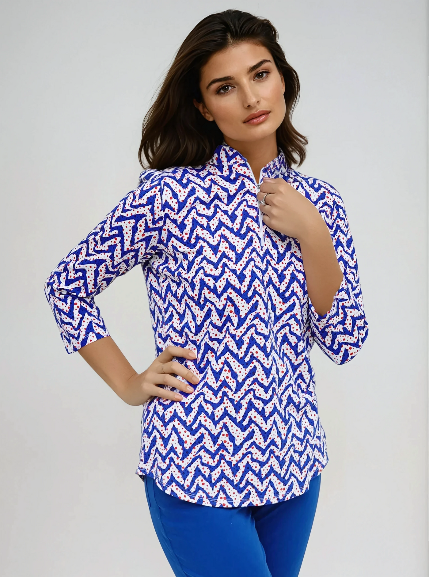 Gone Wild Printed Long Sleeve Mock Neck Supplex Top