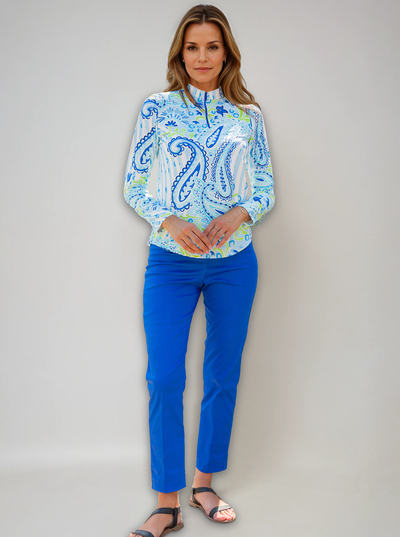 Nylon Long Sleeve Zip Polo Neck Top