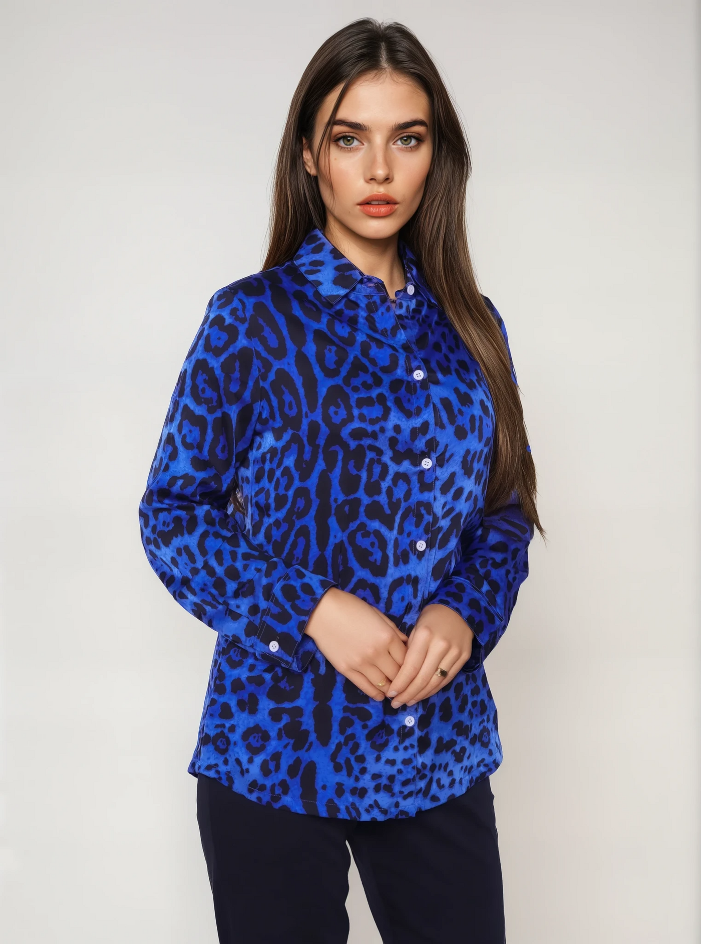 Dark Cat Print Silk Shirt