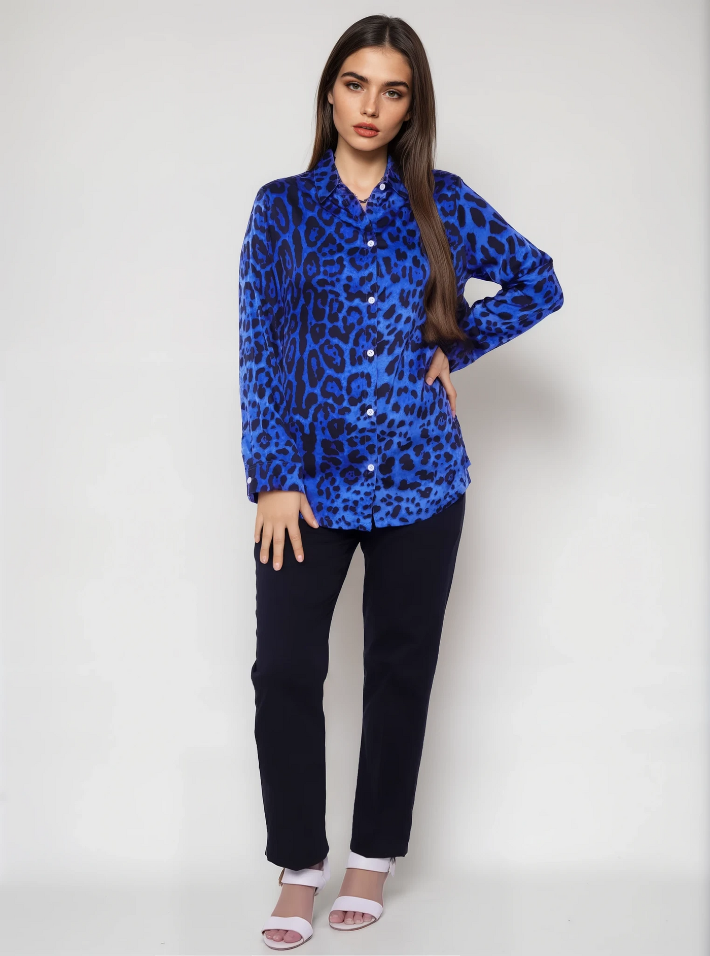 Dark Cat Print Silk Shirt