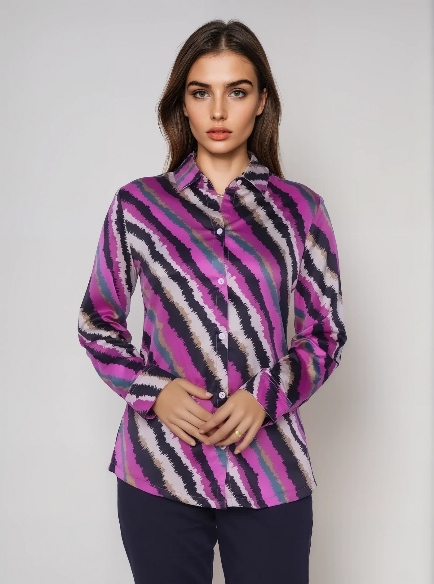 Multi Ikat Print Silk Shirt