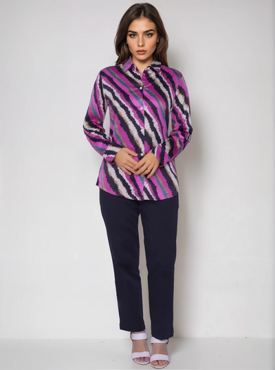 Multi Ikat Print Silk Shirt