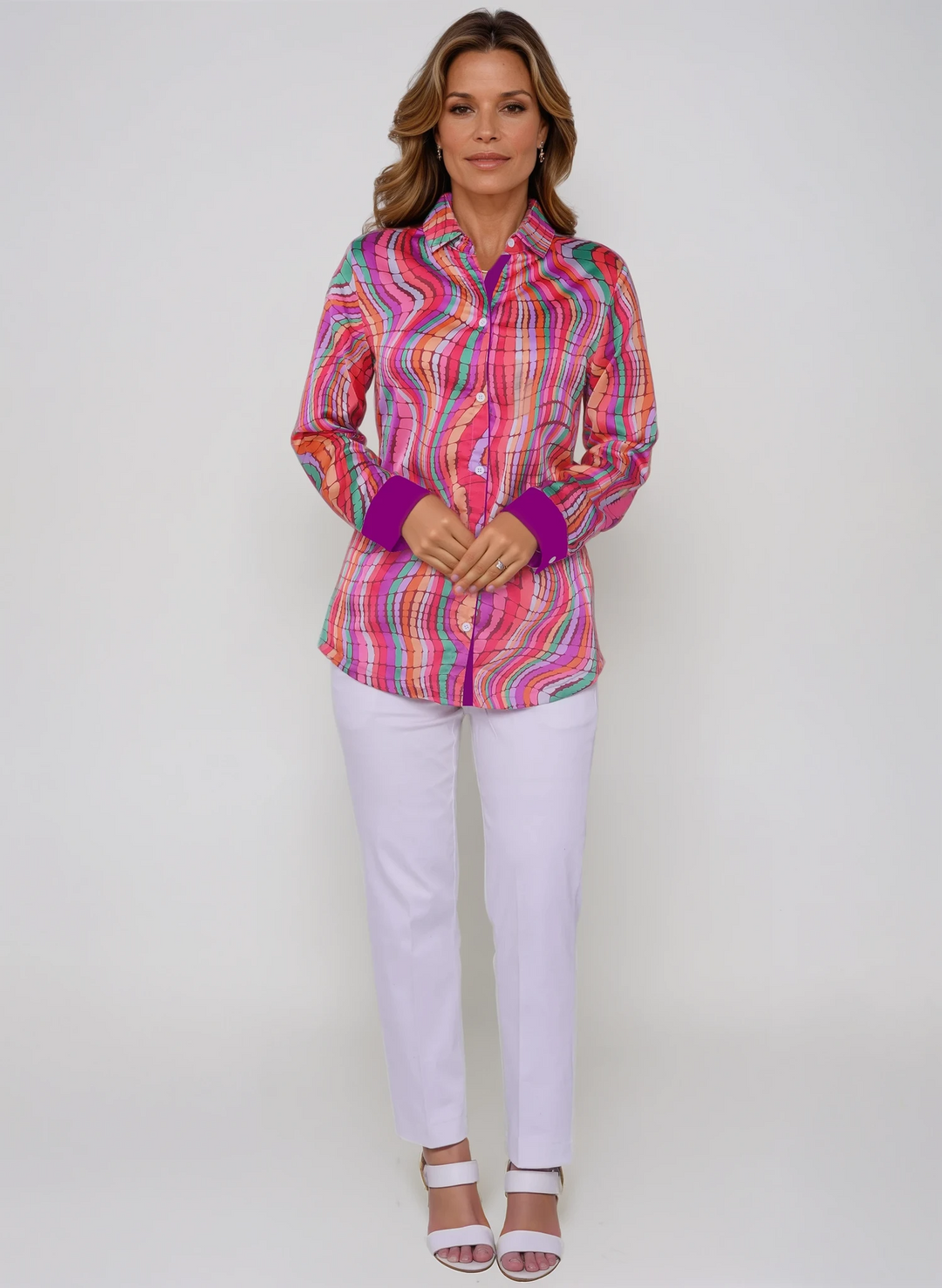 Color Blast Print Silk Shirt