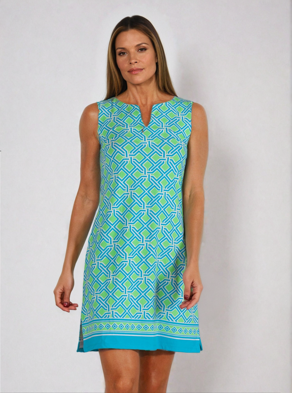 Messina Print Cotton Knit Palm Beach Shift Dress