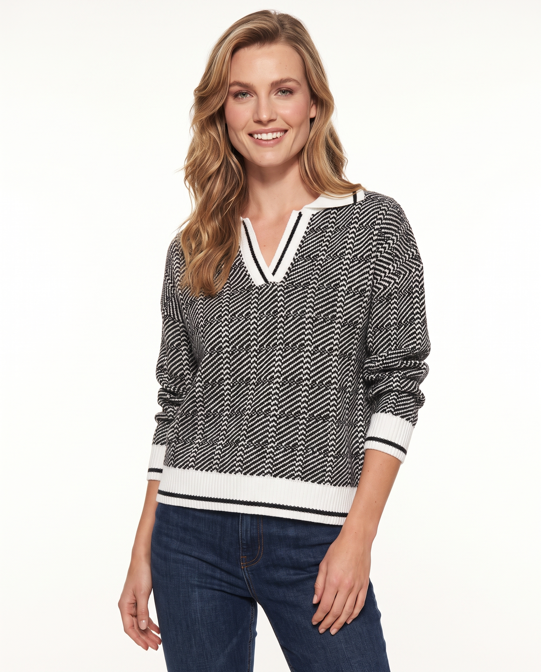 Saodimallsu Womens Fall Sweaters Tops Lapel V Neck Knit