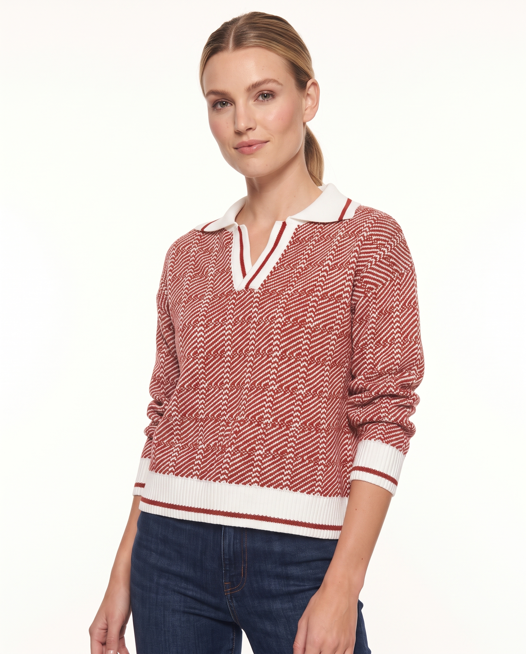 Saodimallsu Womens Fall Sweaters Tops Lapel V Neck Knit