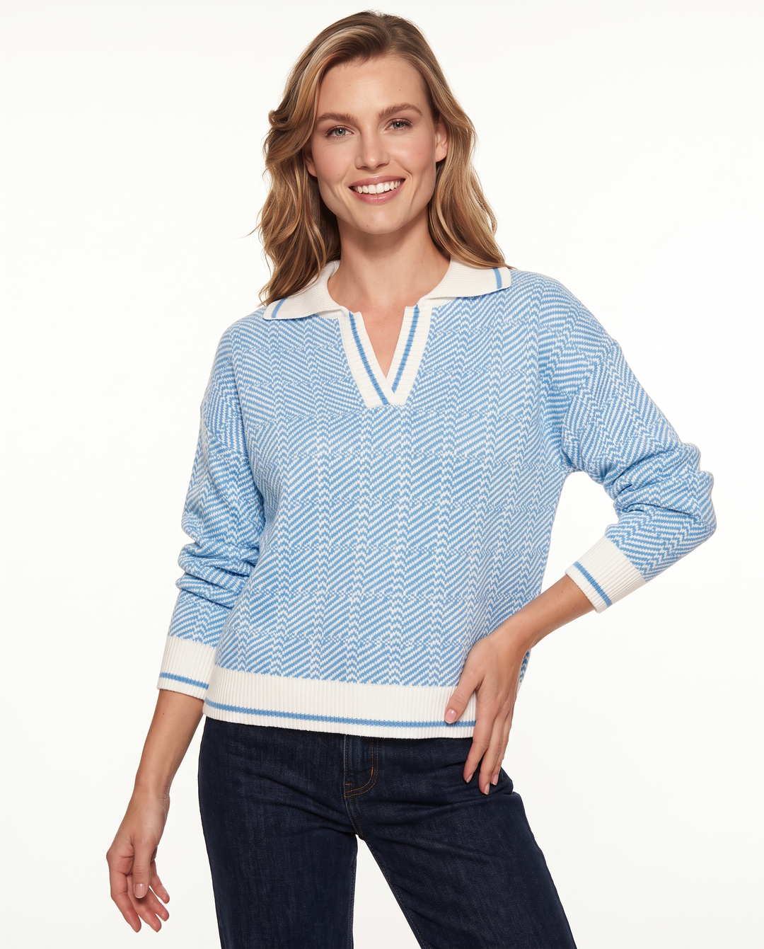 Saodimallsu Womens Fall Sweaters Tops Lapel V Neck Knit