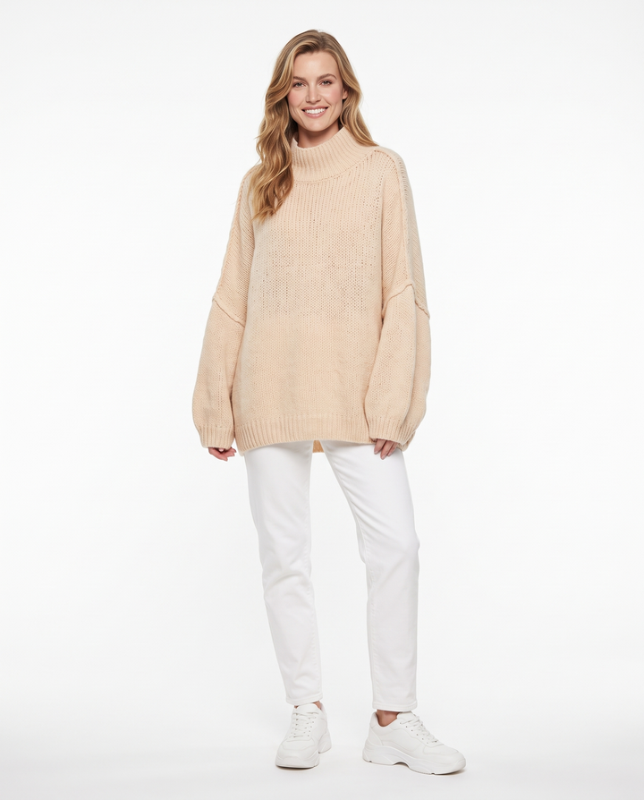 Saodimallsu Womens Oversized Sweaters Mock Neck Fall Winter Tunic Sweater