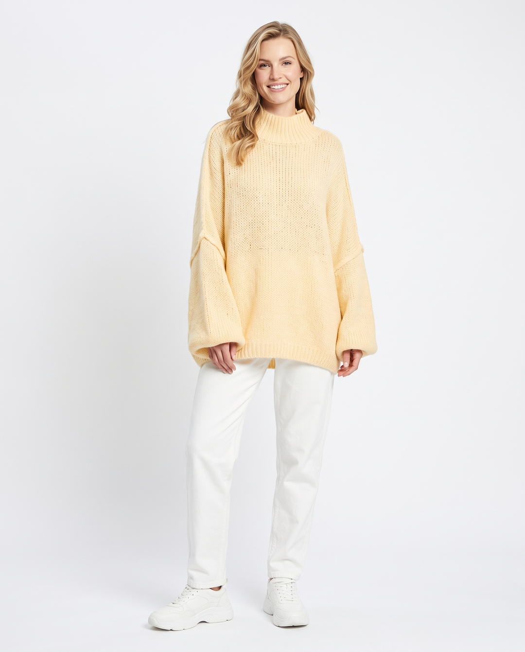 Saodimallsu Womens Oversized Sweaters Mock Neck Fall Winter Tunic Sweater