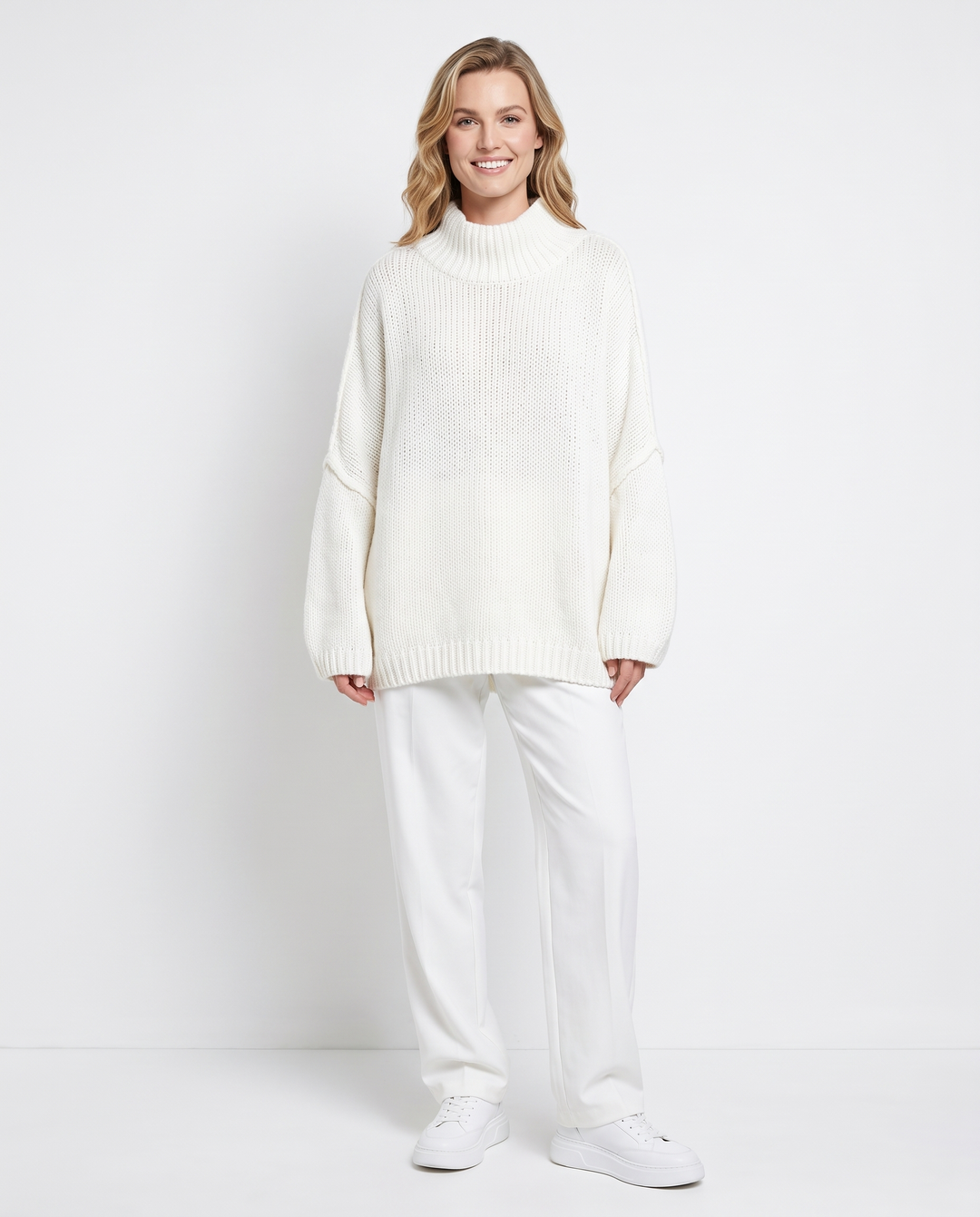 Saodimallsu Womens Oversized Sweaters Mock Neck Fall Winter Tunic Sweater