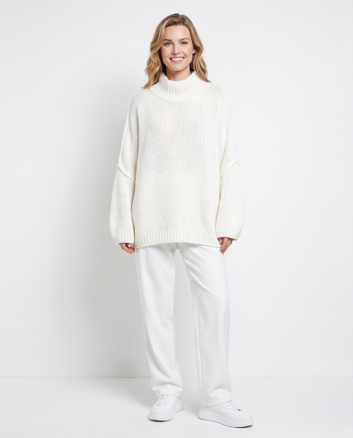 Saodimallsu Womens Oversized Sweaters Mock Neck Fall Winter Tunic Sweater