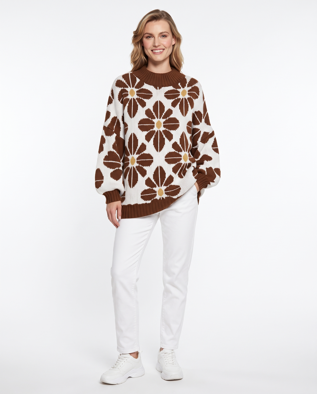 Saodimallsu Womens Oversized Sweaters Mock Neck Fall Winter Tunic Sweater