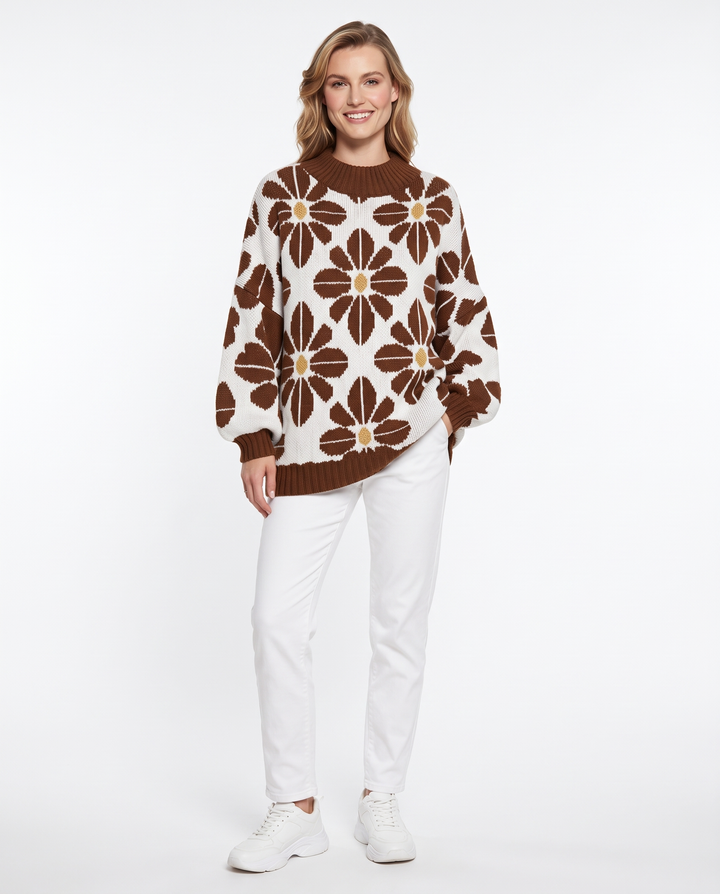 Saodimallsu Womens Oversized Sweaters Mock Neck Fall Winter Tunic Sweater