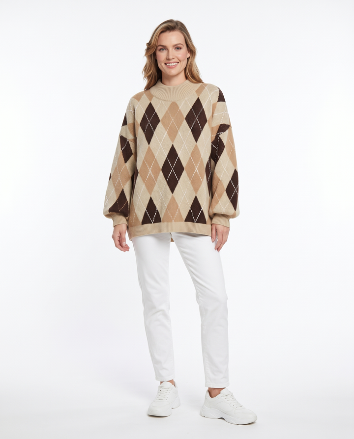 Saodimallsu Womens Oversized Sweaters Mock Neck Fall Winter Tunic Sweater