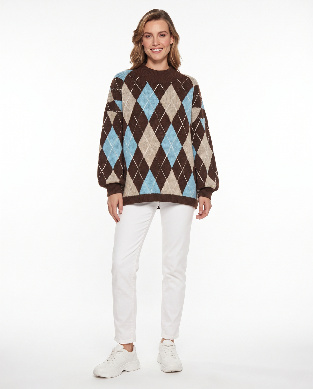 Saodimallsu Womens Oversized Sweaters Mock Neck Fall Winter Tunic Sweater