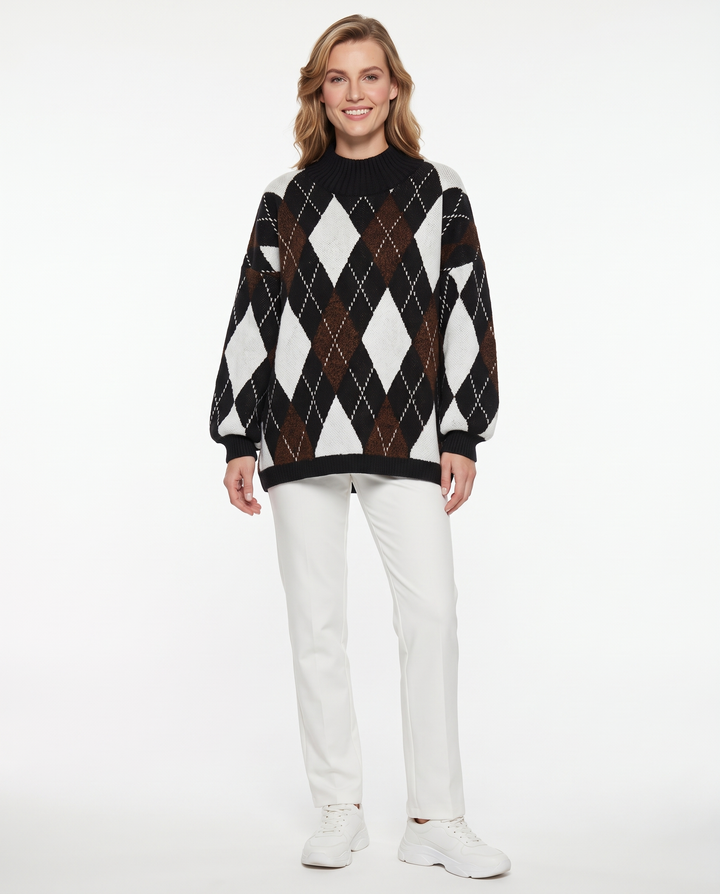 Saodimallsu Womens Oversized Sweaters Mock Neck Fall Winter Tunic Sweater