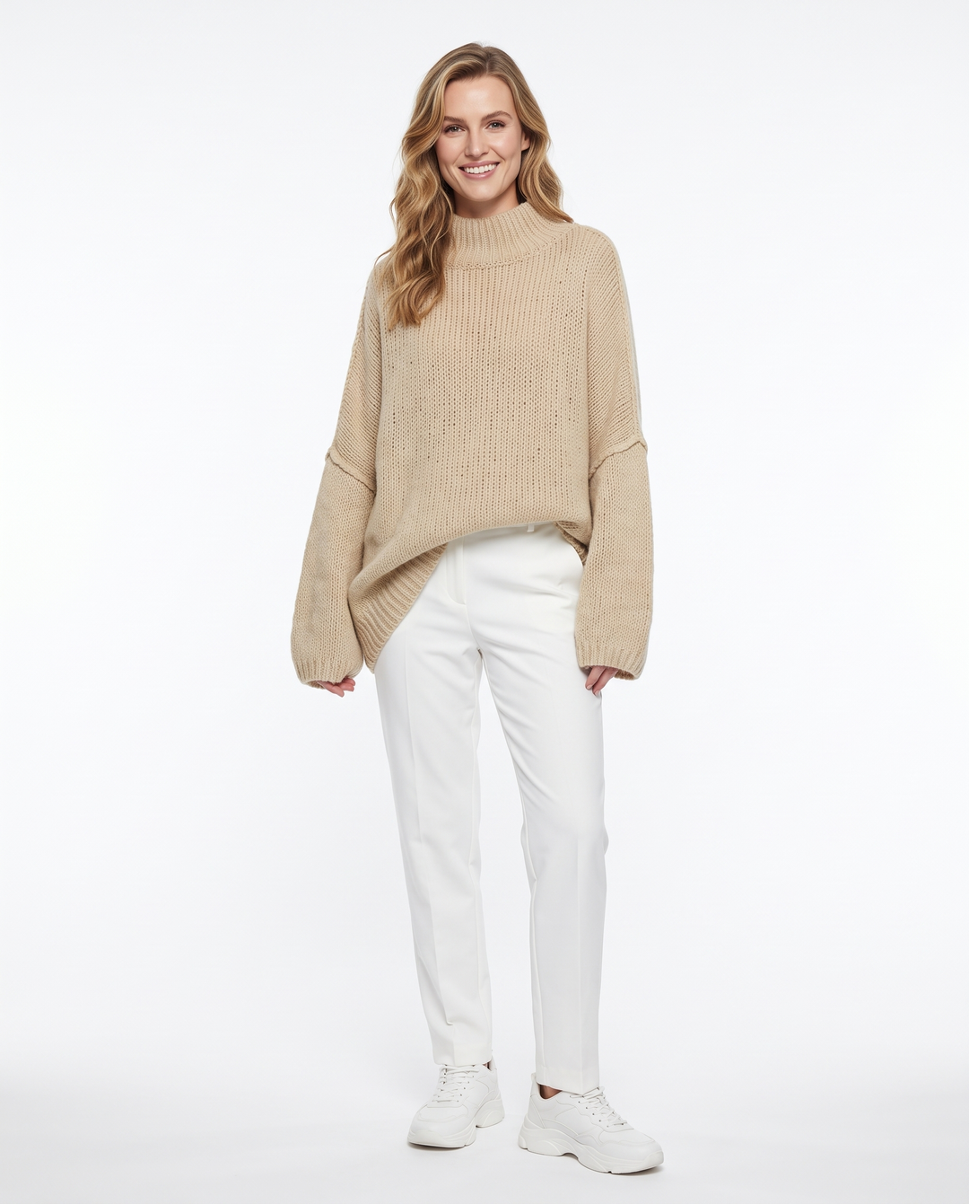 Saodimallsu Womens Oversized Sweaters Mock Neck Fall Winter Tunic Sweater