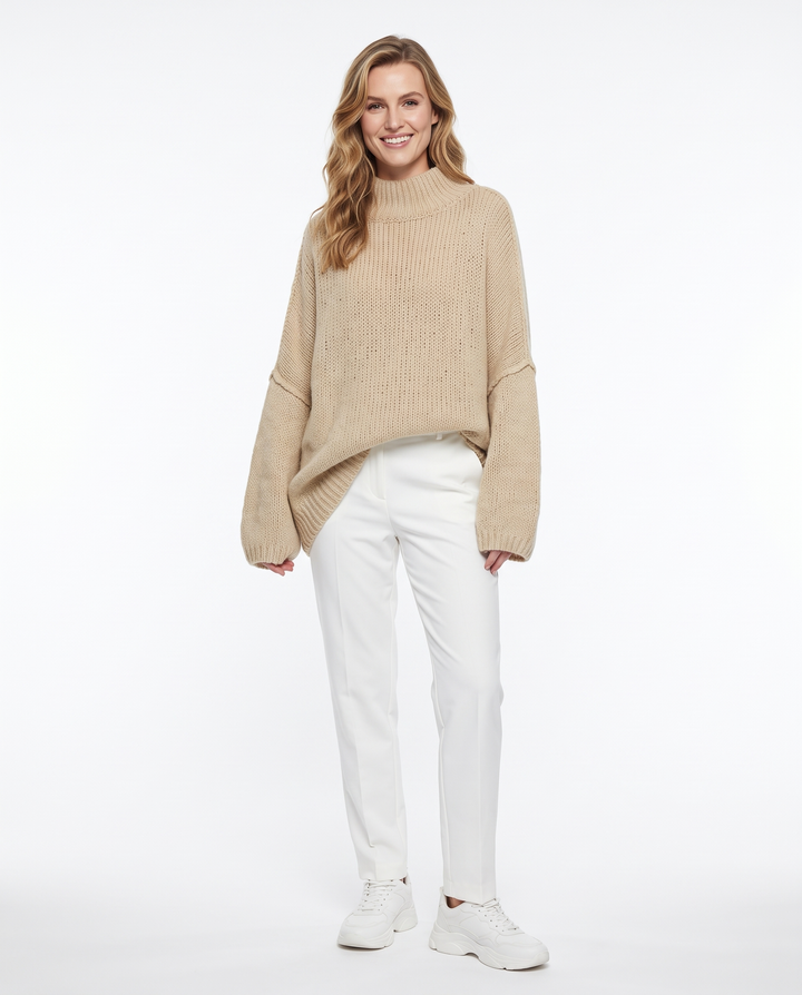 Saodimallsu Womens Oversized Sweaters Mock Neck Fall Winter Tunic Sweater