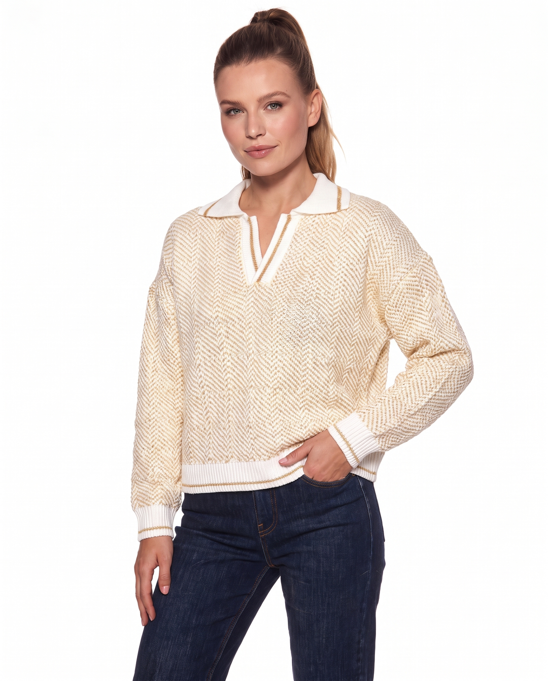 Saodimallsu Womens Fall Sweaters Tops Lapel V Neck Knit