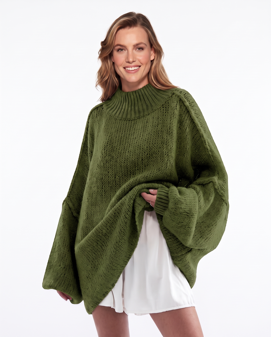 Saodimallsu Womens Oversized Sweaters Mock Neck Fall Winter Tunic Sweater