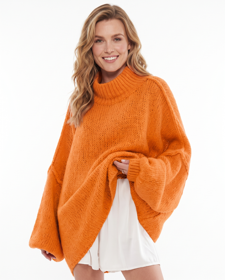 Saodimallsu Womens Oversized Sweaters Mock Neck Fall Winter Tunic Sweater