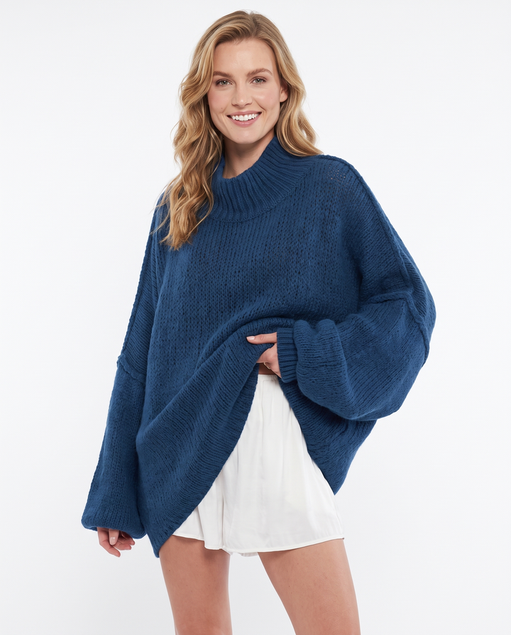 Saodimallsu Womens Oversized Sweaters Mock Neck Fall Winter Tunic Sweater