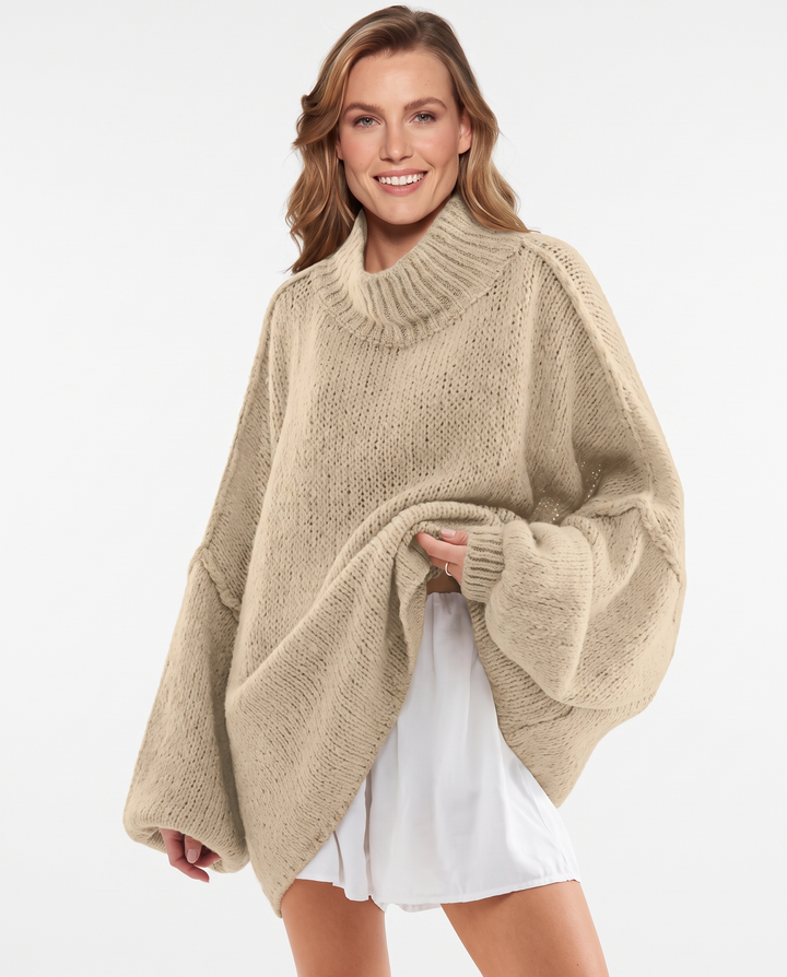 Saodimallsu Womens Oversized Sweaters Mock Neck Fall Winter Tunic Sweater