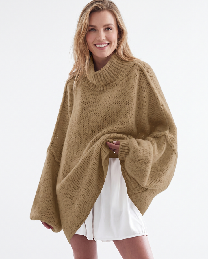 Saodimallsu Womens Oversized Sweaters Mock Neck Fall Winter Tunic Sweater