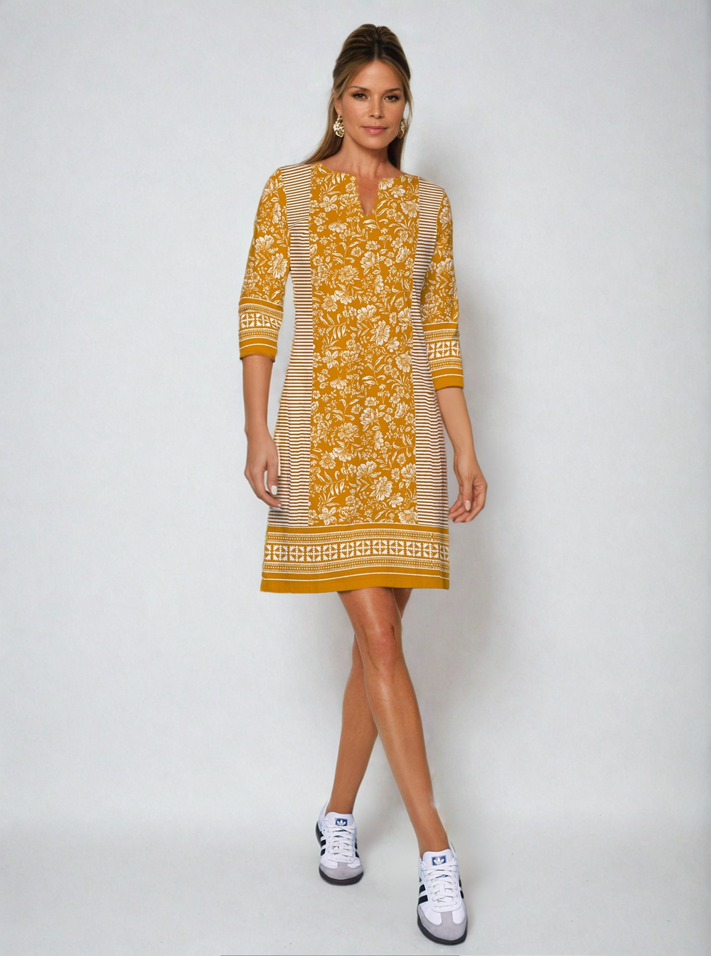 3/4 Sleeve Palm Beach Shift Dress – Rezobay