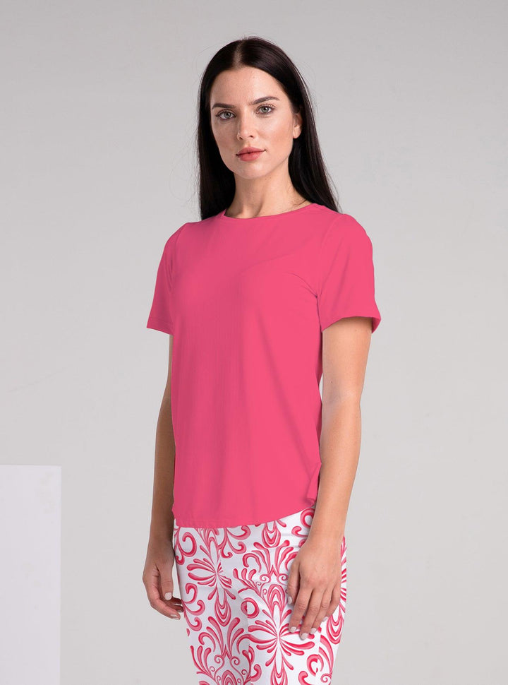 Solid Knit Half Sleeve Crew Neck Top - Rezobay