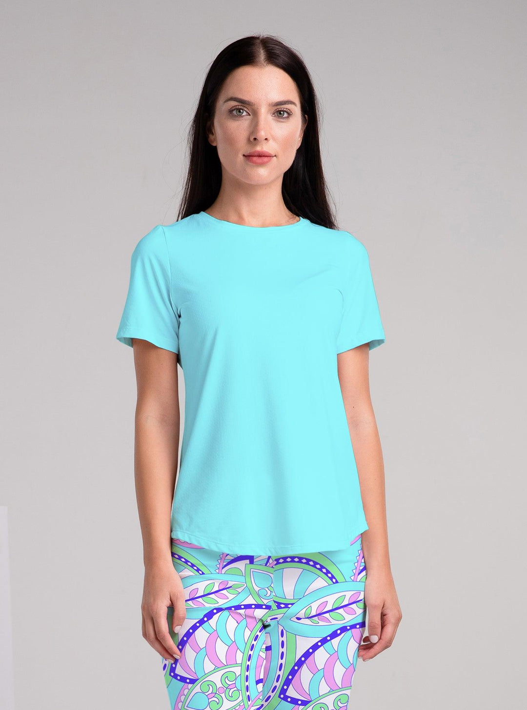 Solid Knit Half Sleeve Crew Neck Top - Rezobay