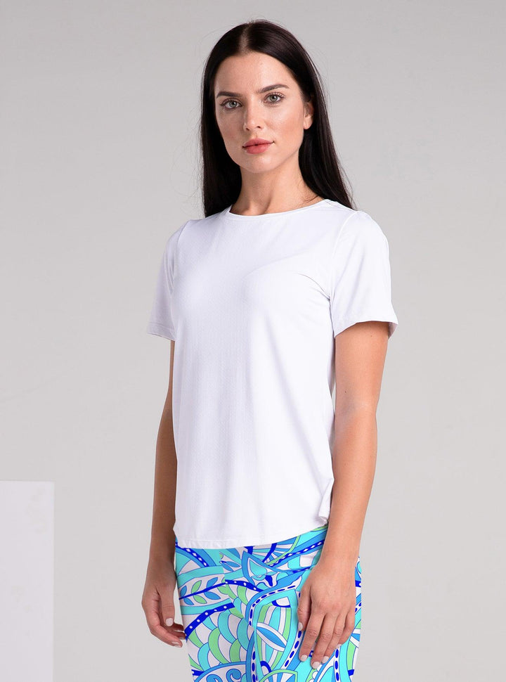 Solid Knit Half Sleeve Crew Neck Top - Rezobay