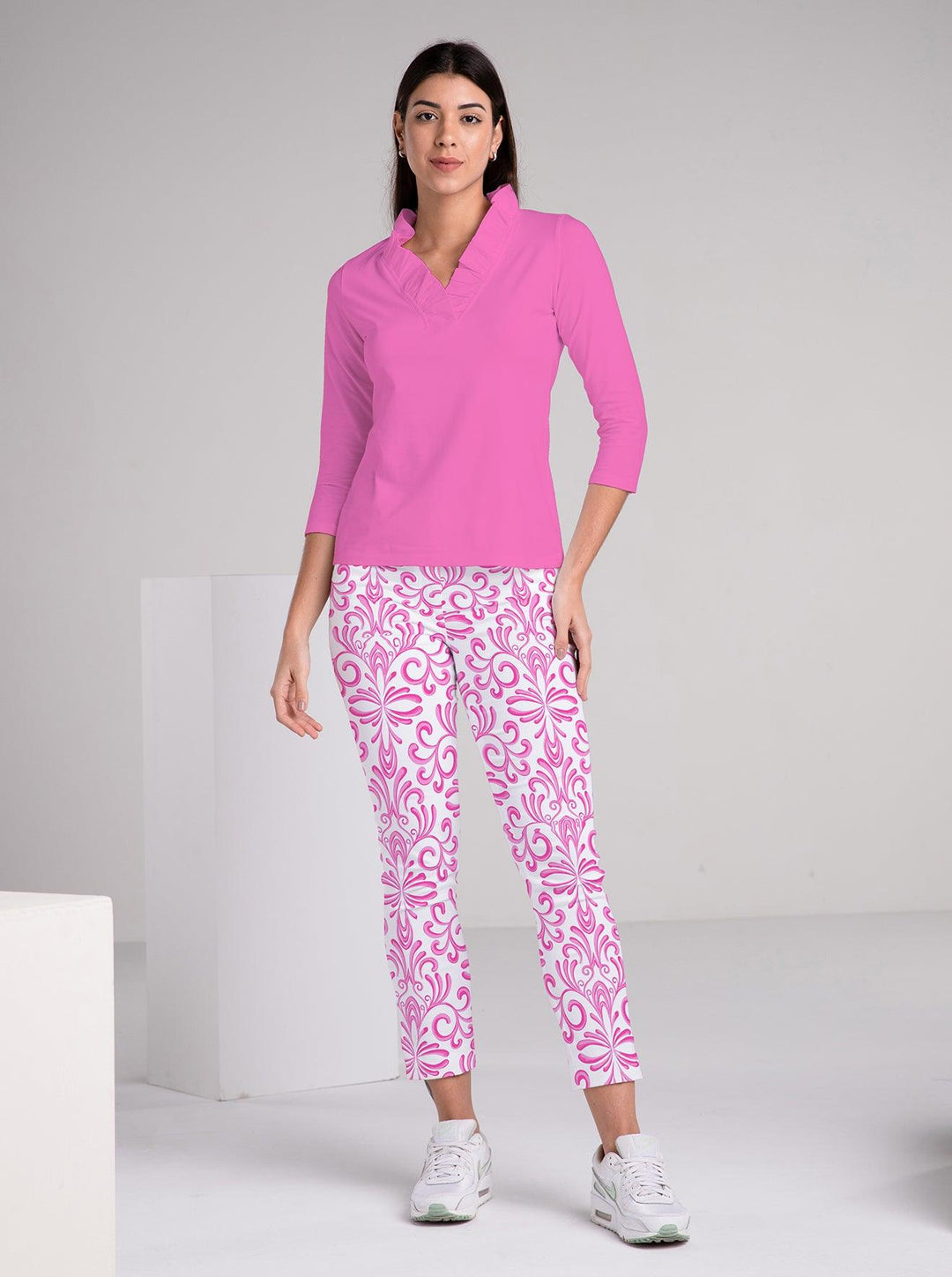 ●PINK PINEAPPLE● ROSETTE SHIRRING TOPWHITE m1037_1259222 ROSETTE SHIRRING TOP (2 COLORS) - PINK PINEAPPLE | 60
