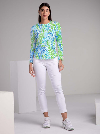 Deep Sea Print Cotton knit Full Sleeve Crew Neck Top - Rezobay