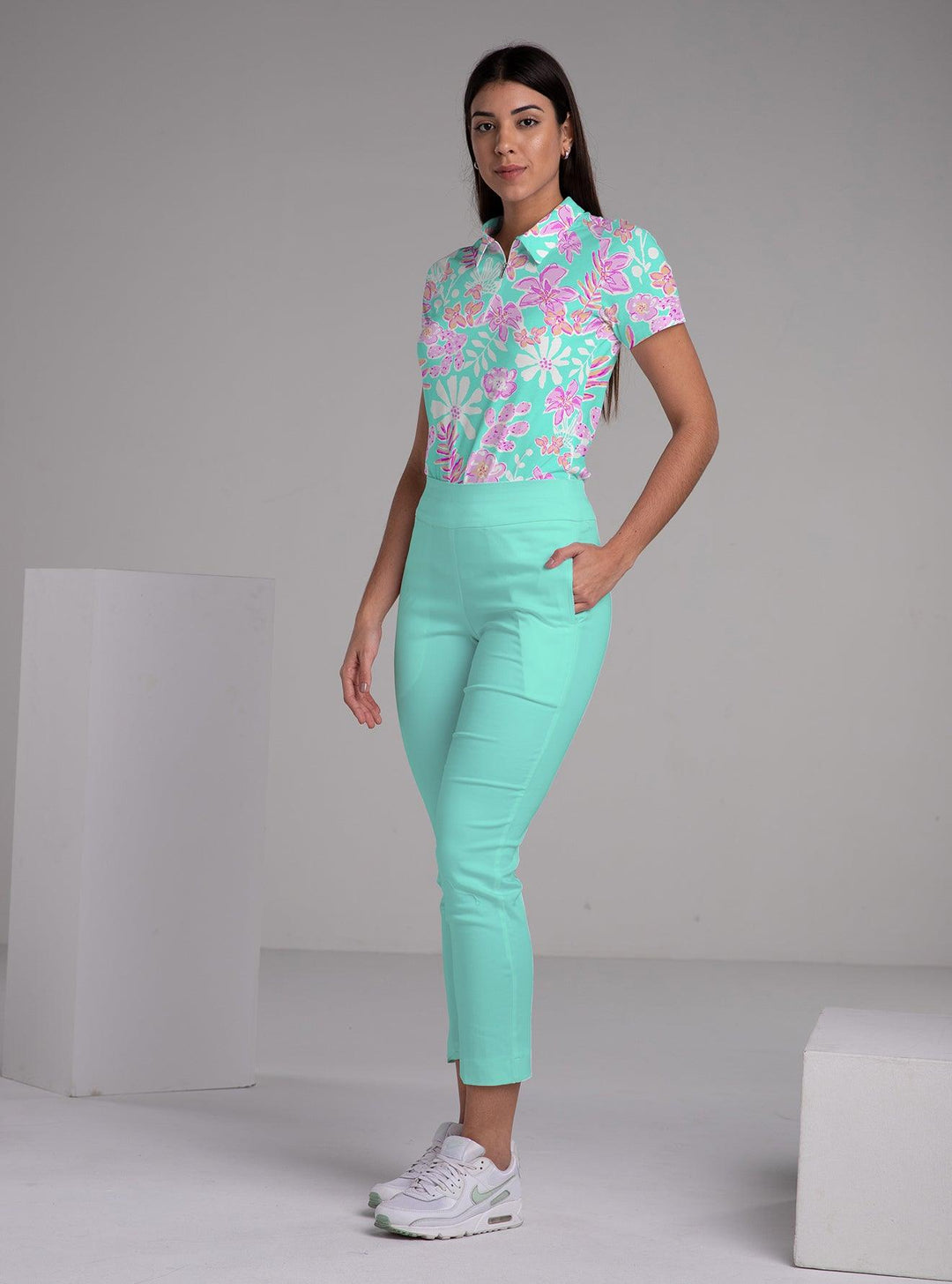 Solid Cotton Sateen Stretch Pull On Pant - Rezobay